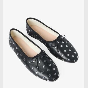Loeffler Randall Landon Black Silver Studded Flats